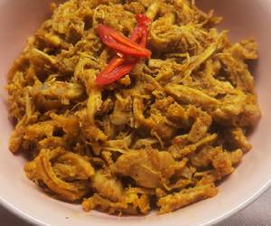 Ini Caranya Ayam suwir bumbu Rendang Yummy Mantul