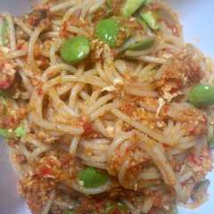 Spaghetti Bumbu Balado Pete Telor রেসিপির প্রধান ছবি