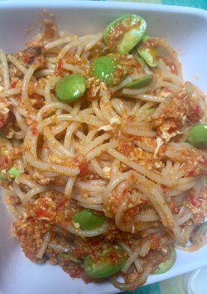 Foto resep Spaghetti Bumbu Balado Pete Telor