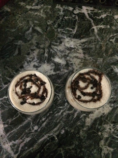 A picture of Cappuccino flavour Chocolate custard shake.
