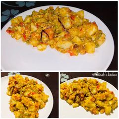 Stir fried eggy yam🍽 A picture of Stir fried eggy yam🍽.