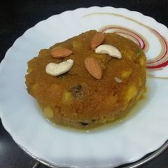 A picture of Moong dal & dry fruits halwa.