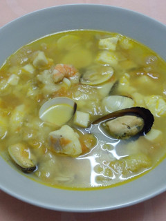 Una foto de Sopa de mariscos