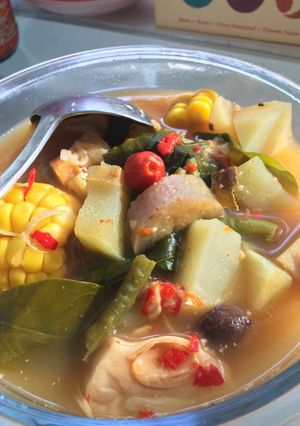A picture of Tamarind Vegetable Soup with Ground Spices.