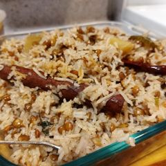 Massor daal (brown lentil) pulao A picture of Massor daal (brown lentil) pulao.
