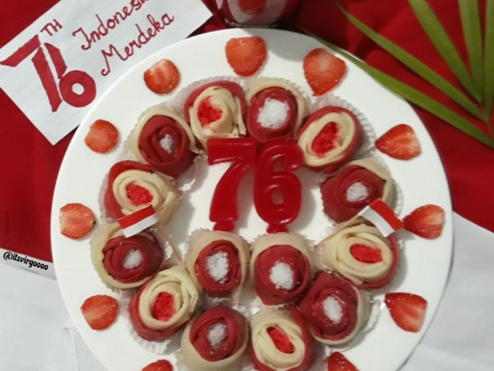 Resep #395. Dadar Gulung Mawar (Merah Putih) Praktis
