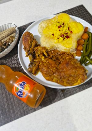 عکسی از دستور چلو مرغ وهلو 🍗🍑
