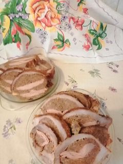Vállpecsenye pácból hússal sajttal töltve recept fotója