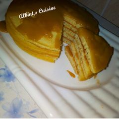 Butter Milk pancake with caramel sauce A picture of Butter Milk pancake with caramel sauce.