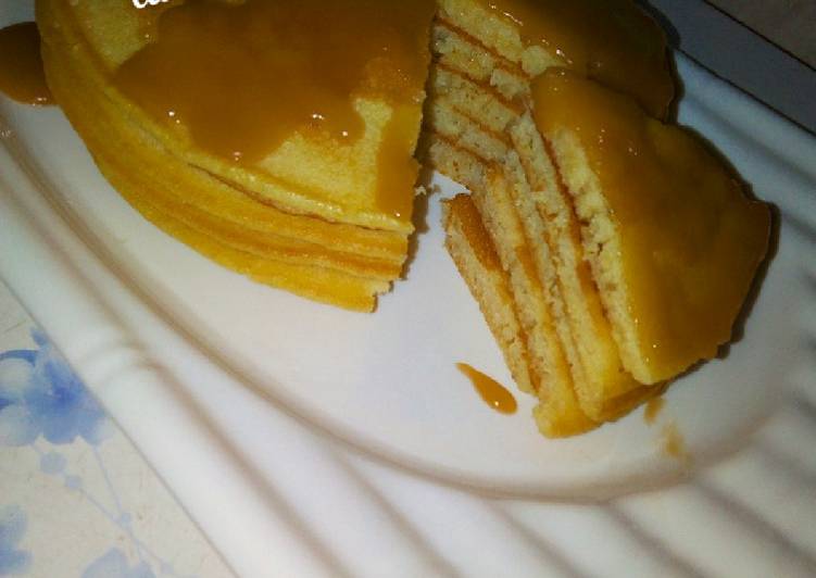 Easiest Way to Make Any-night-of-the-week Butter Milk pancake with caramel sauce