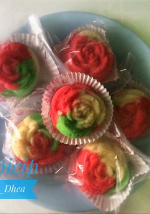 Foto resep Bolu mawar pelangi (Kukus)
