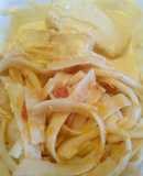 Tallarines con yuca y crema ala huancaína
