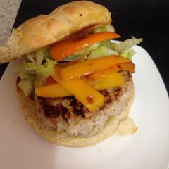 A picture of My Jamaican Chicken Burger 😋#chicken burger.