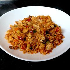 A picture of My Mediterranean chicken & Rice 🥰#Mainmeal#Lunch.