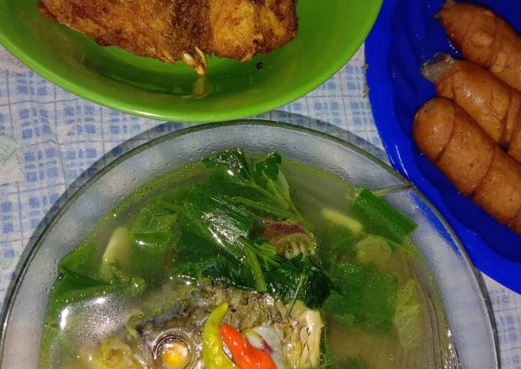 Sop gurame + gurame goreng bawang putih