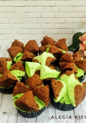 Foto resep 92. Bolu Kukus Mekar Pandan Coklat Metode All in One
