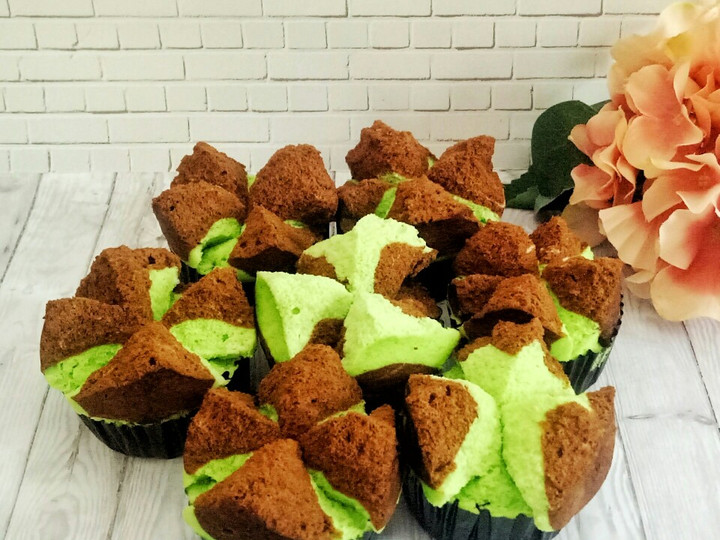 Resep 92. Bolu Kukus Mekar Pandan Coklat Metode All in One Anti Gagal