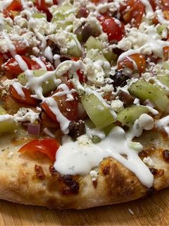 A picture of Greek Chicken Pizza.