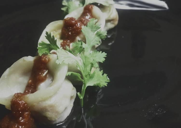 Soya Bean Ke Momos with Hot Garlic Sauce