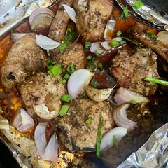 A picture of Foil packed chicken in Soya sauce.