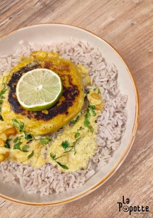 Une photo de Galette de pois chiches au curry