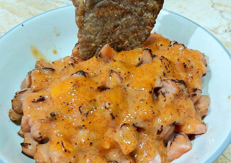 Bagaimana memasak Salmon Mentai don with Crispy Salmon Skin Lezat