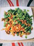 Salat aus Möhre Frühlingszwiebel und Feldsalat