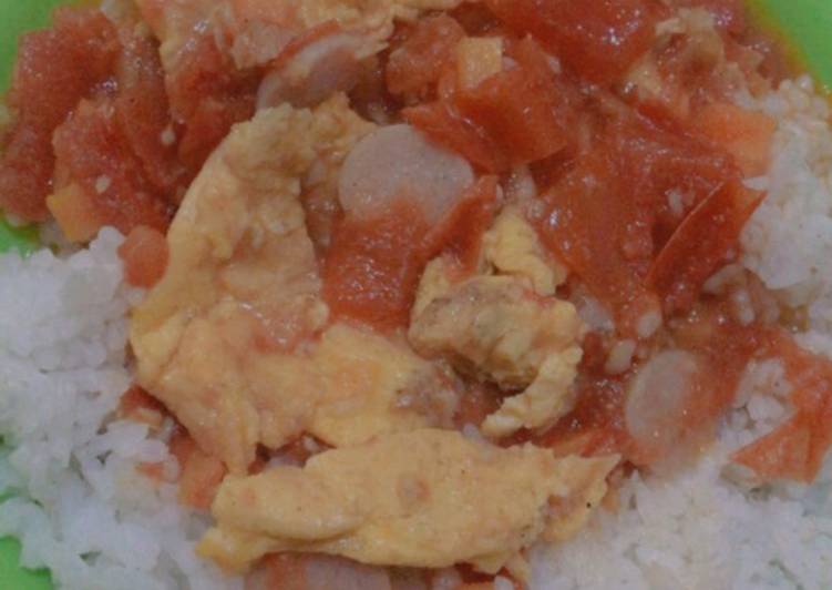 makanan Nasi + Tumis Telur Tomat Lezat yang Bikin Ngiler