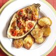 Berenjena rellena con papas asadas