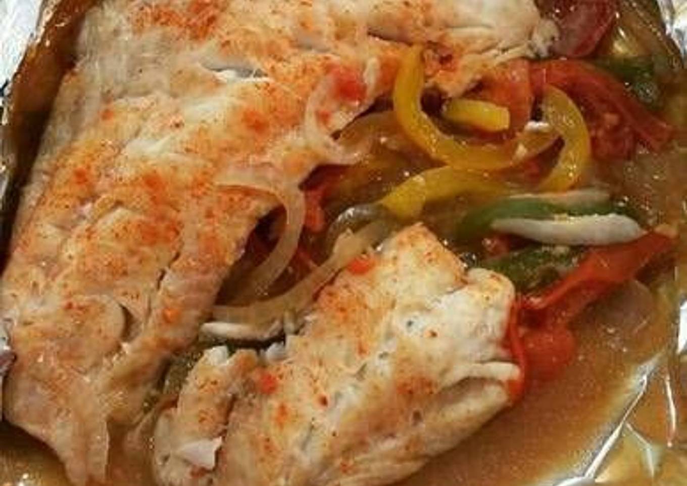 Pescado empapelado con mostaza