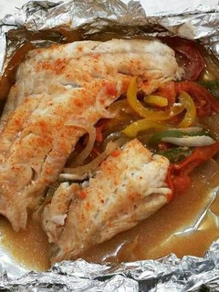 A picture of Fish in Foil with Mustard.