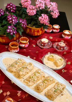 A picture of Bread Rasmalai.
