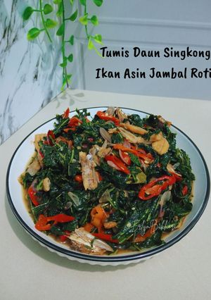 Foto resep Tumis Daun Singkong Ikan Asin Jambal Roti