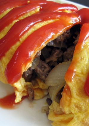 A picture of Beef Mince & Mushroom Omelette.