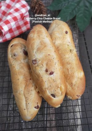 Foto resep Cranberry Chia Cheese Bread (Metode Poolish)