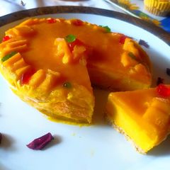 A picture of Mango cheese cake.
