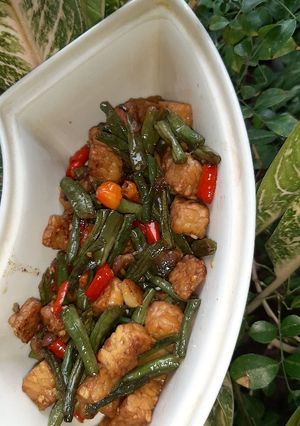 Foto resep Tumis kacang panjang dan tempe