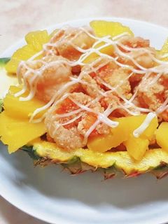 鳳梨.蝦子.蝦球  家常菜 的食譜成品照片