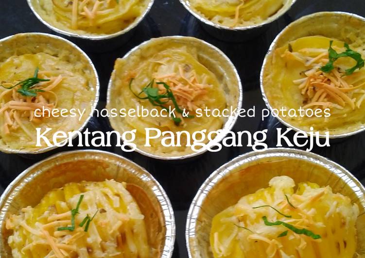 Kentang Panggang Keju (cheesy hasselback & stacked potatoes)