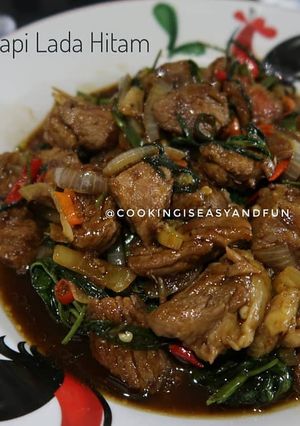 Foto resep Kangkung Sapi Lada Hitam (dengan Pronas saus lada hitam)