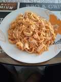 Fideos con calamares y gambones