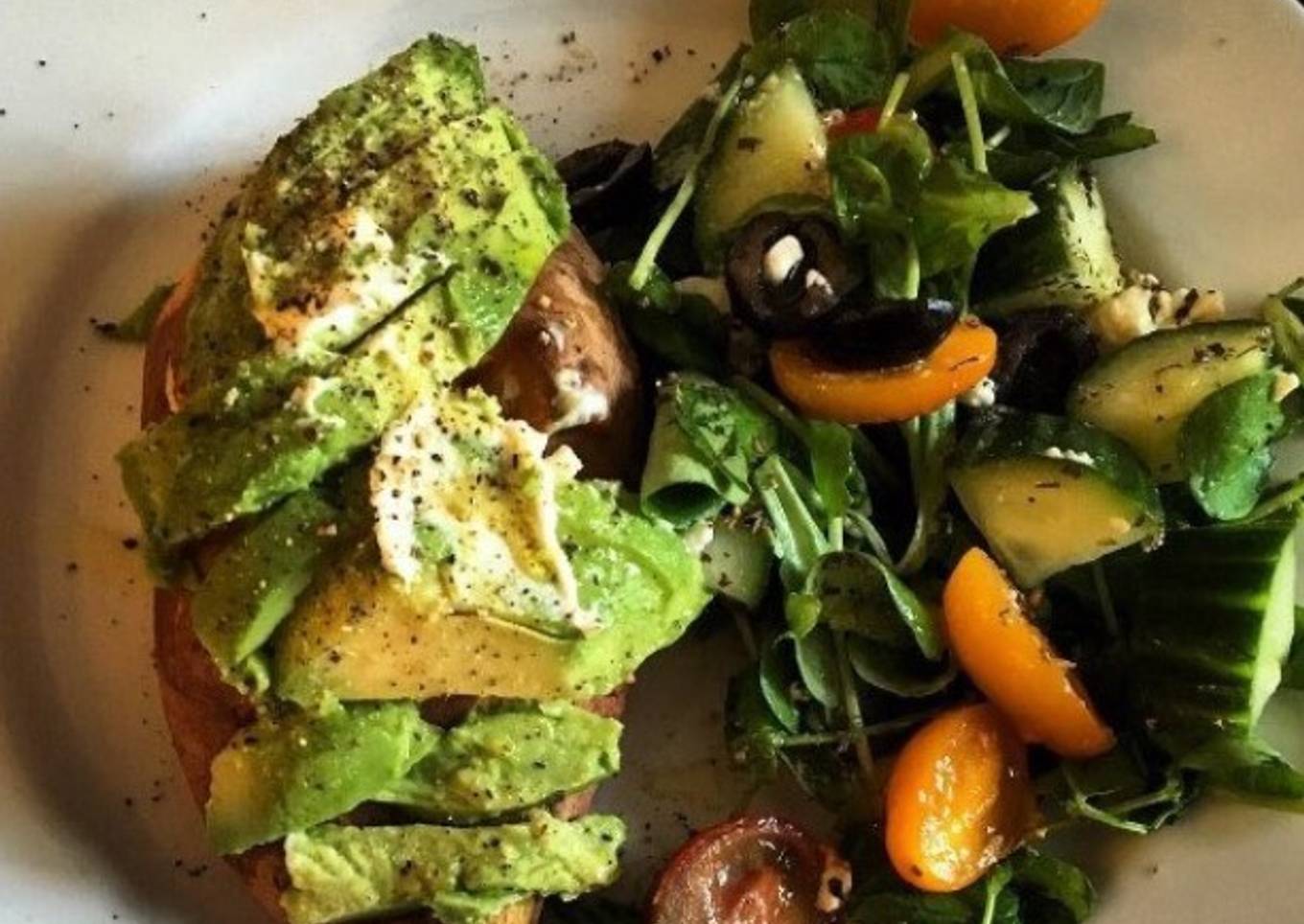 Sweet Potato with Avocado and Goats Cheese