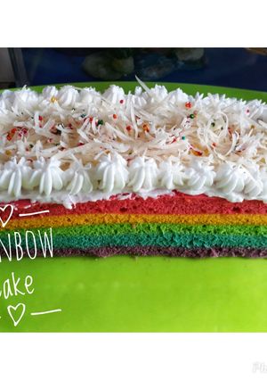 Foto resep Rainbow Cake Kukus Lembut 2 Telur No Mixer
