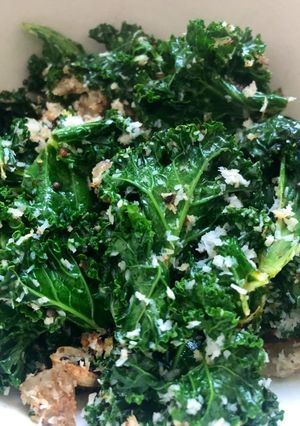 A picture of Kale/ Greens with coconut - vegan.