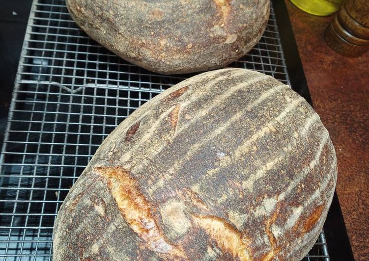 Recipe of Any-night-of-the-week Sourdough Bread (100% white,15% Spelt, Roast Garlic &amp; Rosemary)