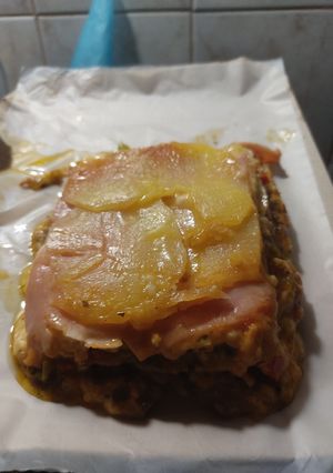 Una foto de Lasagna de papas con jamón y queso!