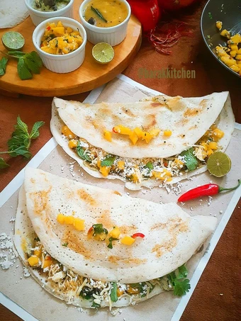Easy Way Make Recipe Spicy Mango salsa stuffed Dosa with Mango Sauce that is  Makes Drooling, Delicious}