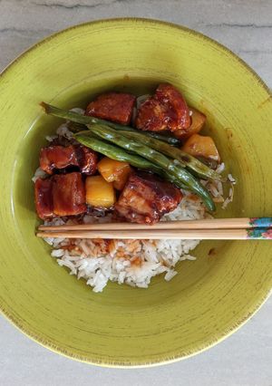A picture of Crispy sweet and sour pork belly.