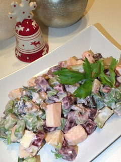 Una foto de Ensalada de Navidad con betabel