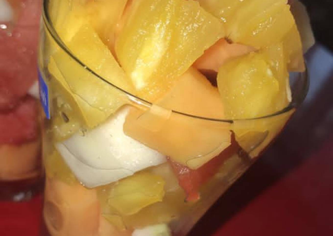 Fruit with sugar syrup